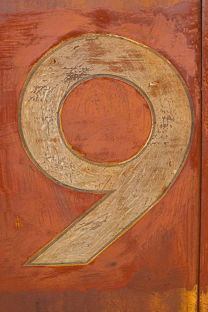 Painted number 9 stock photo