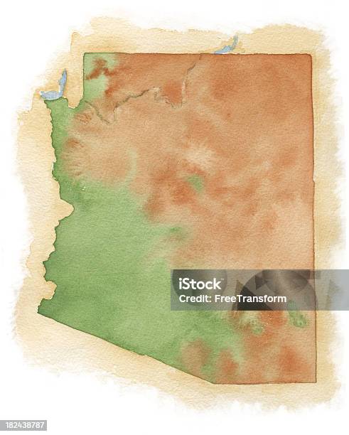 Wodne Mapa Arizona - Stockowe grafiki wektorowe i więcej obrazów Mapa - Mapa, Stan Arizona, Akwarela