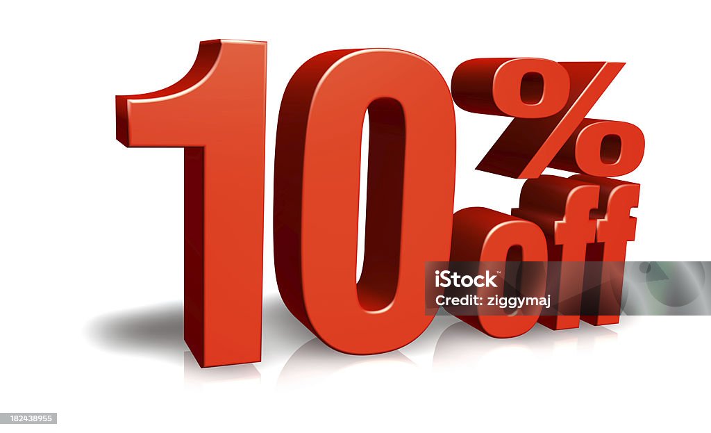 Rosso dieci per cento di sconto - Foto stock royalty-free di Numero 10
