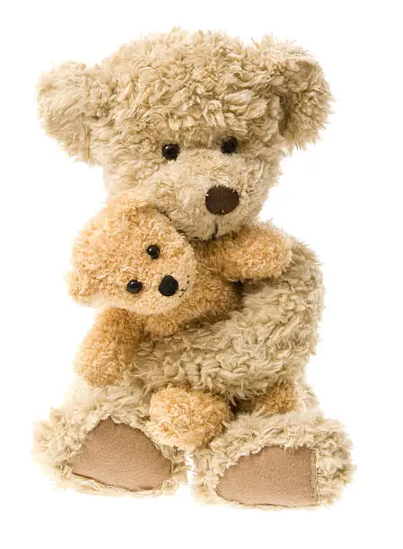 Photo of Teddy Bear Hug Isolated on White