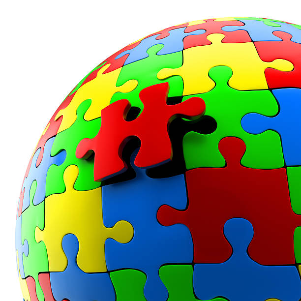 istock Multicolored puzzle ball, isolated on white, Clipping Path included 182439118