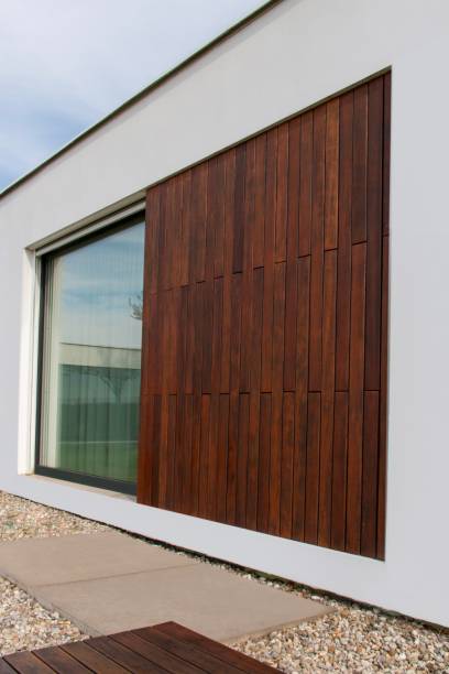 istock Contemporary facade with insulating wood cladding 1824392254