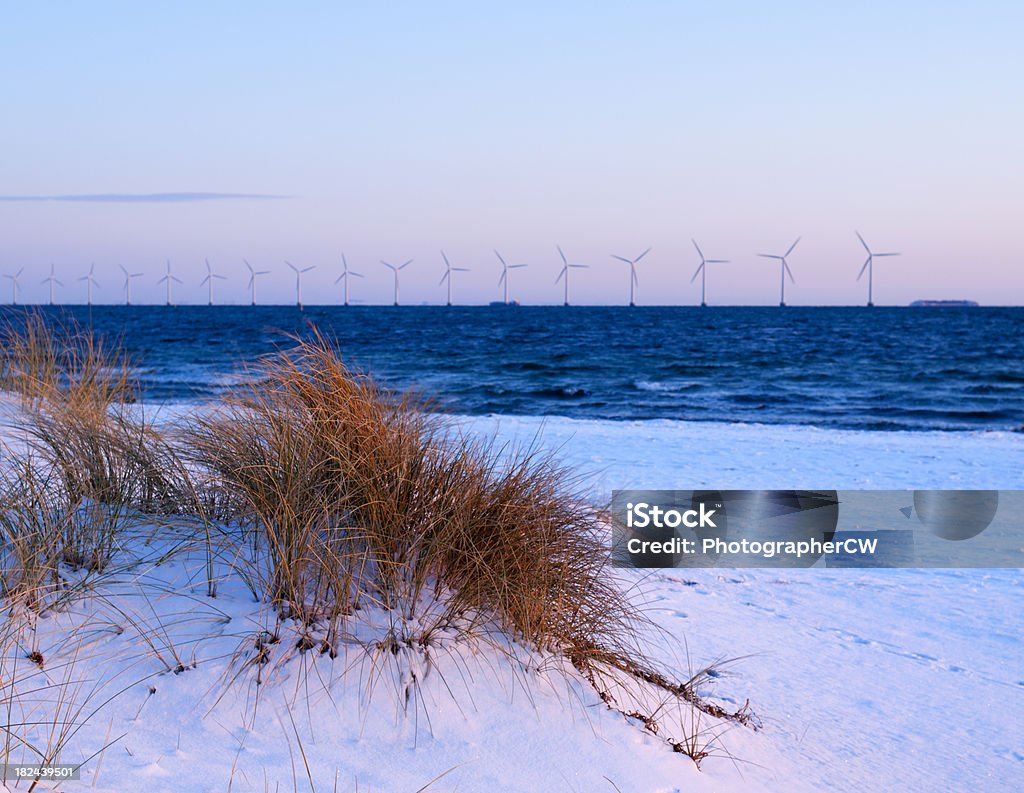 Turbinas eólicas y la playa - Foto de stock de Aerogenerador libre de derechos