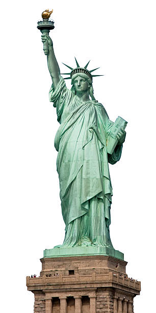 estatua de la libertad nueva york - panoramic international landmark national landmark famous place fotografías e imágenes de stock