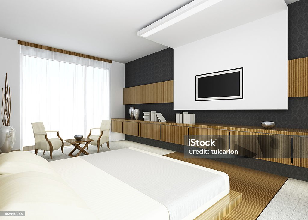 Quarto de Hotel moderno - Foto de stock de Arquitetura royalty-free