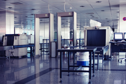 Xray scanners and metal detectors at the airport security