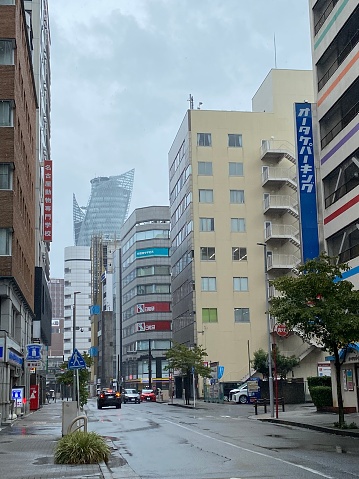 Japan - Nagoya- Street of Nagoya during a storm