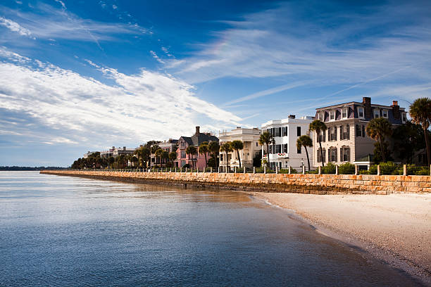 Charleston waterfront in the morning South Carolina row of old houses charleston south carolina photos stock pictures, royalty-free photos & images