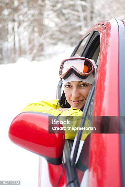 Woman Driver Winter Portrait Stock Photo - Download Image Now - Car, Front View, Happiness