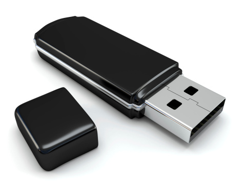 Black USB stick isolated on white. High resolution 3D rendering.Similar images: