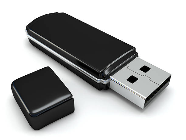 черный usb-накопителя - usb flash drive usb cable isolated close up стоковые фото и изображения