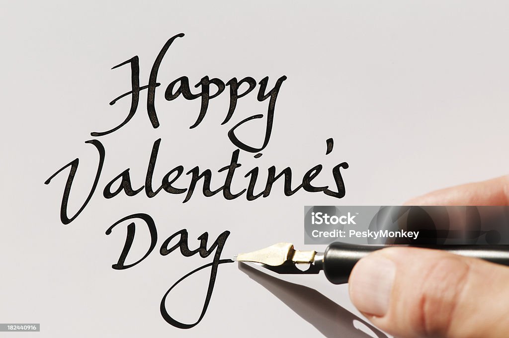 Szczęśliwy Valentine's Day Kaligrafia wiadomość - Zbiór zdjęć royalty-free (Atrament)