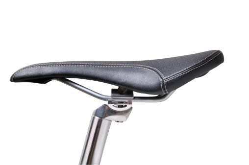 Bicycle seat on white background with clipping path.