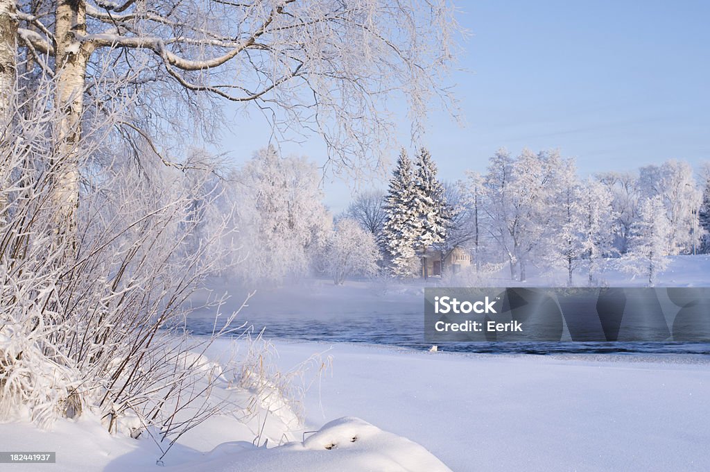 La rivière et le paysage hivernal - Photo de Arbre libre de droits