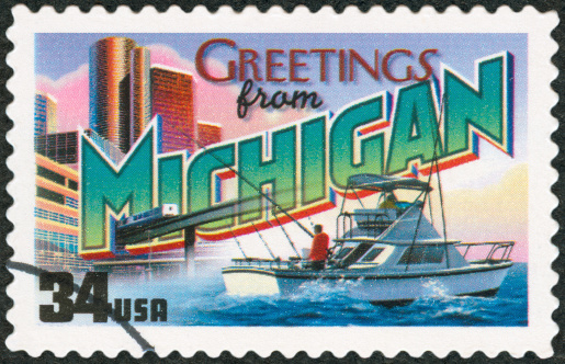 Postage Stamp - Greetings from Michigan