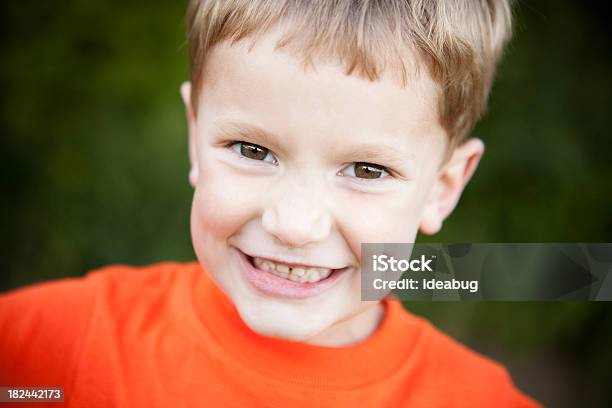 Felice Giovane Ragazzo Sorridente Allaperto - Fotografie stock e altre immagini di 4-5 anni - 4-5 anni, Allegro, Ambientazione esterna