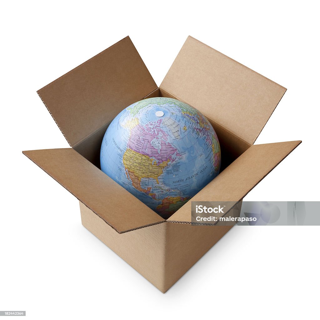Mundo em uma caixa - Foto de stock de Caixa - Recipiente royalty-free