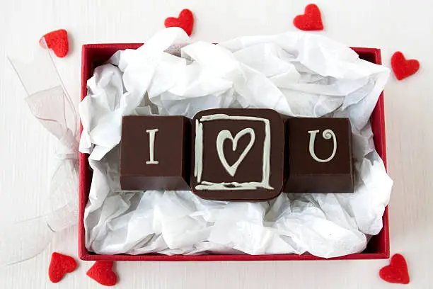 Photo of 'I Love U' chocolates in box