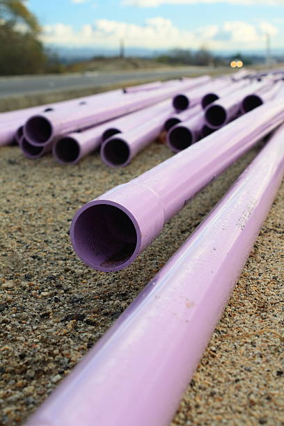 istock Purple Pipes in Median Focus on One 182442692