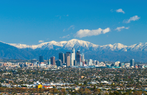 Los Angeles skyline and San Gabriel Mountains