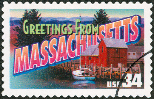 Postage Stamp - Greetings from Massachusetts