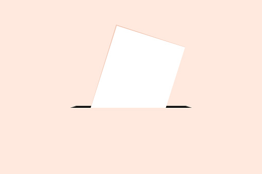 Voting background. Vector background of a ballot paper going into a ballot box. Election concept.