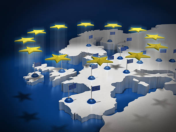 Stars of the European Union's flag standing on the Europe's map. Tiny flags for each of the EU member countries...Similar images: