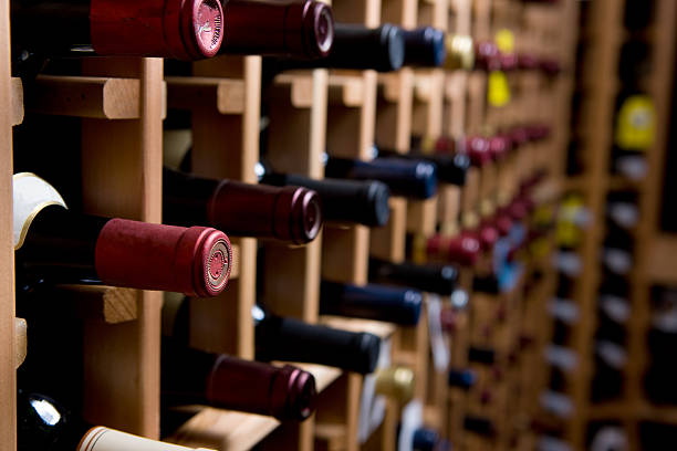 Wine Bottles In Cellar stock photo