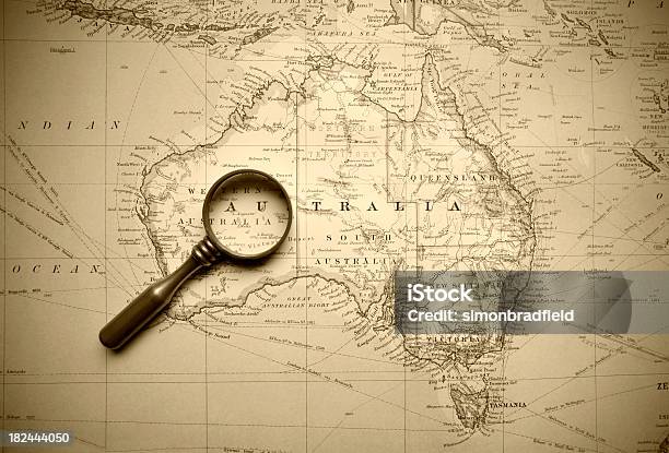 Vintage Mapa De Australia Foto de stock y más banco de imágenes de Mapa - Mapa, Australia occidental, Australia