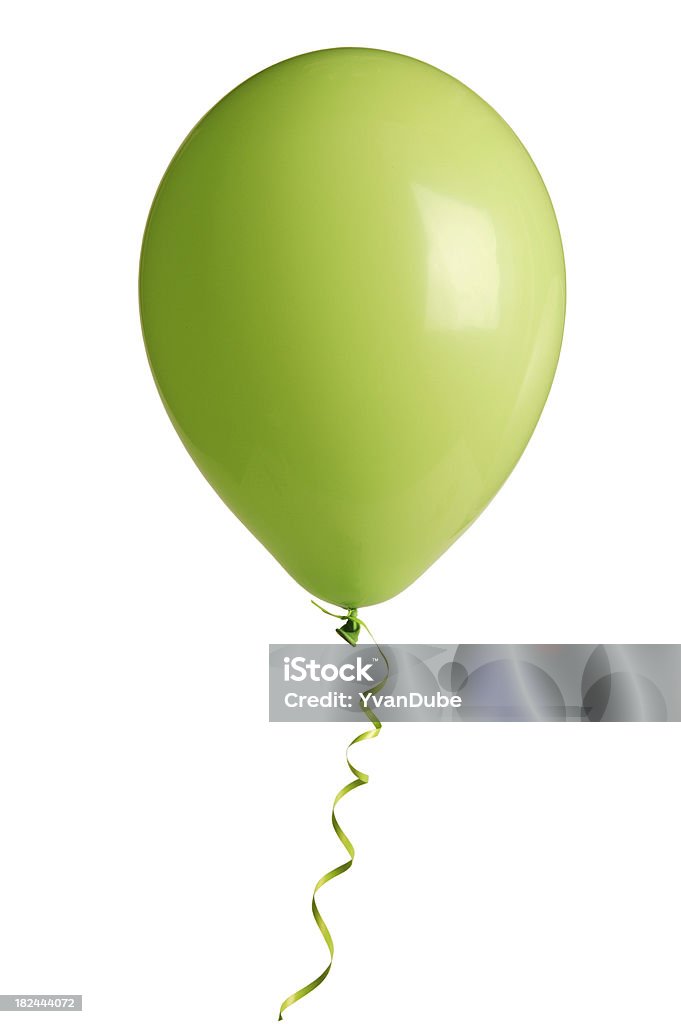 Partito dei Verdi palloncino su bianco (w/clipping path - Foto stock royalty-free di Palloncino