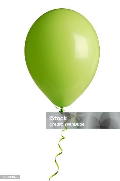 Partito Dei Verdi Palloncino Su Bianco W Clipping Path - Fotografie stock e altre immagini di Palloncino