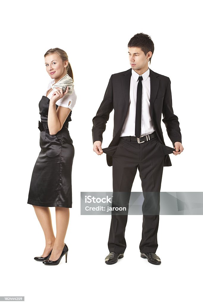 young attractive woman and man young attractive woman and man isolated on white Wealth Stock Photo