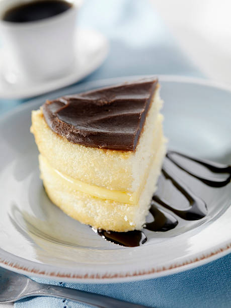 istock Boston Cream Cake with Chocolate Sauce 182444316