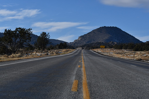 Highway 285, US 66 near Madrid, New Mexico in southwestern United States of America.
