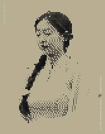 abstract mosaic pixel young woman portrait pattern