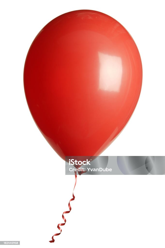 Festa do Balão vermelho Isolado no branco - Foto de stock de Balão - Decoração royalty-free