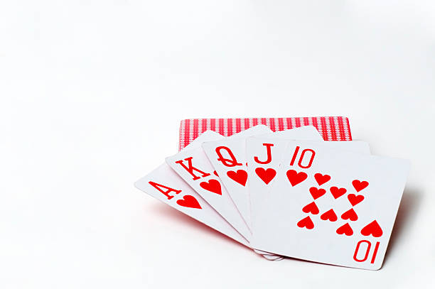 istock Ace-high Hearts Royal Flush Winning Card Hand 182446021