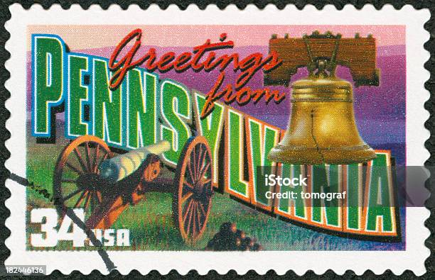 Foto de Selo Postal e mais fotos de stock de Liberty Bell - Liberty Bell, Visita, Selo Postal