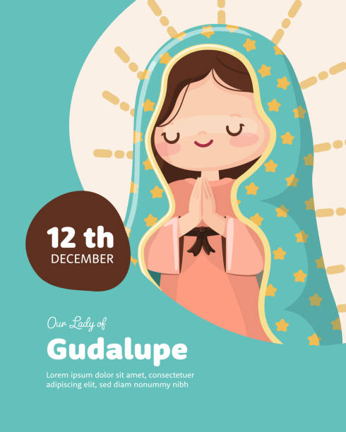Our Lady of Guadalupe feast day. Kawaii style vector illustration Our Lady of Guadalupe feast day. Kawaii style vector illustration virgen de guadalupe stock illustrations