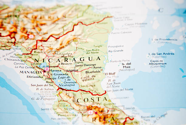 map of nicaragua stock photo