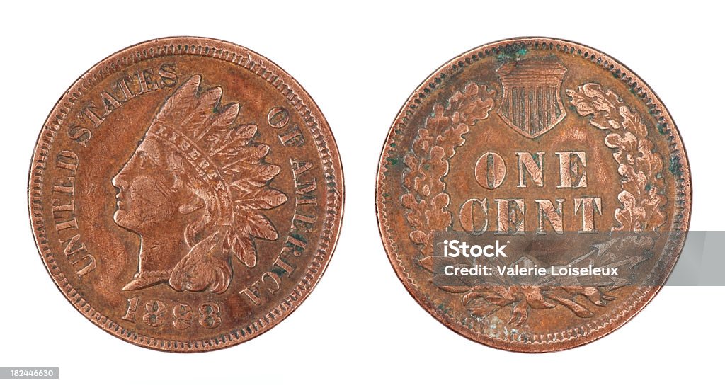 Indian Head Penny Cent 1898 Lucky Indian head penny cent on a white background. Indigenous Peoples of the Americas Stock Photo