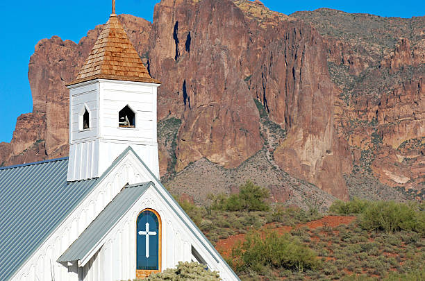 istock Church and Superstitions Mountains in Arizona 182446706