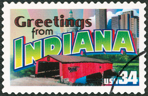 Postage Stamp - Greetings from Indiana