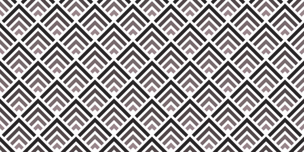 지그재그와 마름모 완벽 한 패턴, 지그재그 또는 마름모 현대 배경, 추상 갈매기 모양 디자인, 배경, 배경, 인쇄, 포장, 섬유, 벽지, 패키지 벡터 일러스트 레이 션에 대한 디자인 - mosaic modern art triangle tile stock illustrations