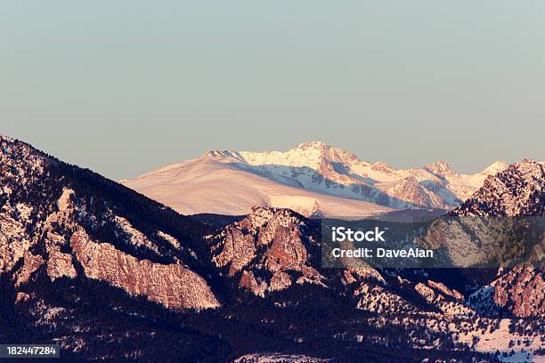 Sunrise Boulder Flatirons Stock Photo - Download Image Now - Blue, Boulder - Colorado, Clear Sky