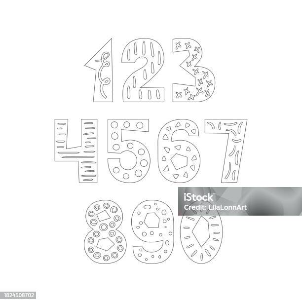 Drawring Color Number Coloring Page Outline Drawing For Coloring Book Numbers With Decorative ...