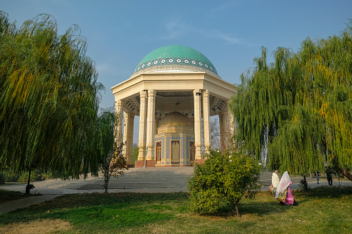 Konya, Turkey - May 12, 2022: Alâeddin Mosque was built in the 13th century during the Anatolian Seljuk period. Sultan II Kilicarslan Tomb is located in the courtyard of the mosque.