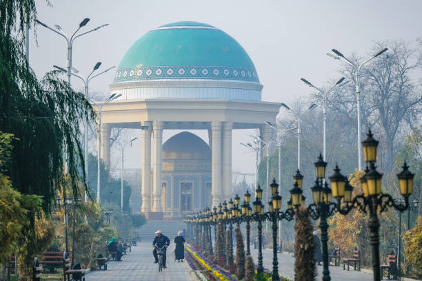 Kamoli Khujandi Park in Khujand, Tajikistan stock photo