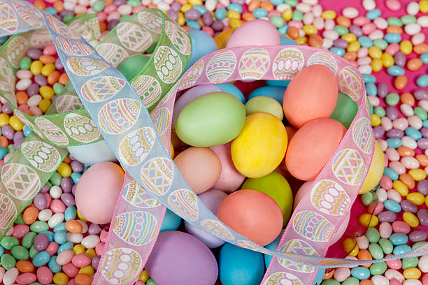 istock Easter Eggs, Jelly Beans, and Ribbons 182454472