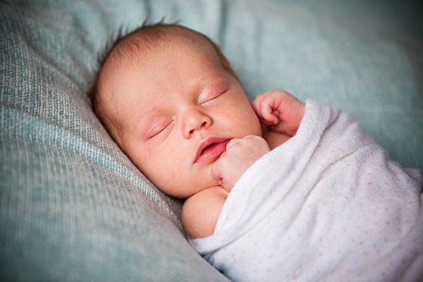 Newborn Baby Sleeping Peacefully Wrapped in Blanket